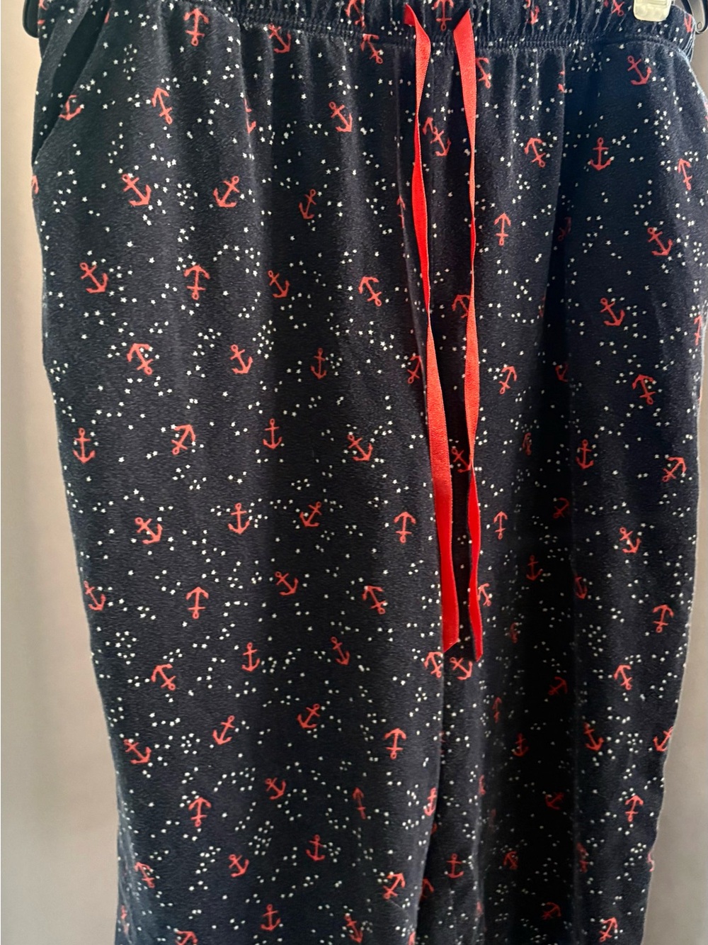 Croft & Barrow Intimates Navy Nautical Anchor Print Bermuda Pajama Shorts Large